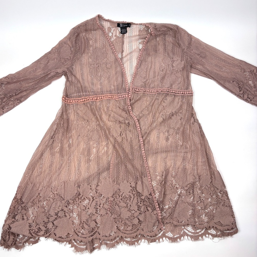 Miss‎ Chievious Floral Lace Kimono Sz M Mauve Pink Boho Cottage Coquette Fairy